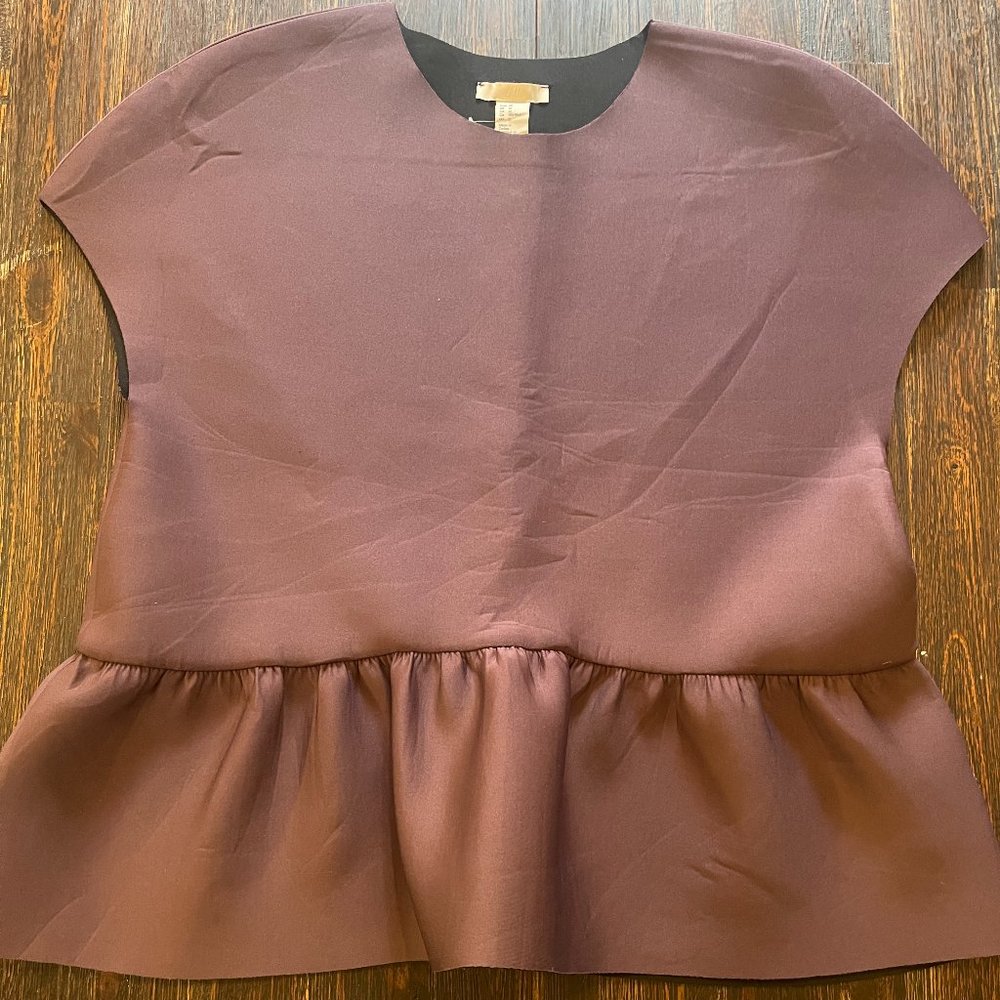 H&M Structured Peplum Top in Burgundy/Oxblood, Size 12